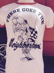 THERE GOES THE NEIGHBORHOOD RINGER T SHIRT biker punk metal patch jacket badge
