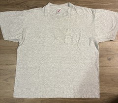 Vintage Jerzees T Shirt Pocket Tee Blank Mens Large Grey L Heathered 90s