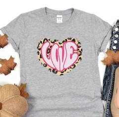 Love Shirt Leopard Pattern T-Shirt Valentines Day Tee Gift for her