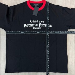 NWT Homme Femme Chateau Monaco T Shirt Black Red Crew Neck Heavy Cotton XXL