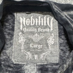 Y2K Long Sleeve Shirt Men’s Large Nobility Motors Grunge 1/4 Button Up Black