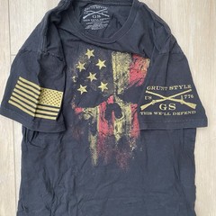 Grunt Style Mens Skull American Flag Graphic T Shirt Black MEDIUM Casual Cotton