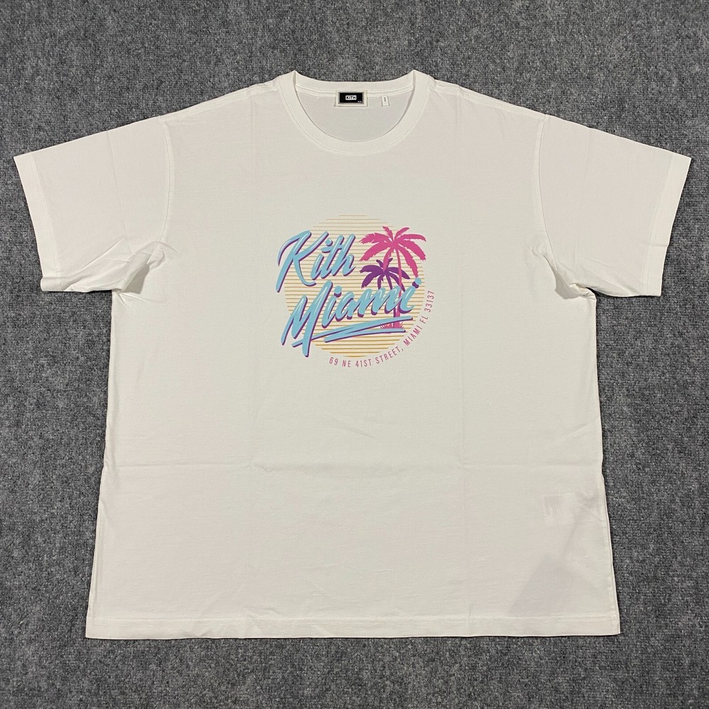 Kith Miami Design District Exclusive Neon Script Tee Shirt Adult XXL White Mens