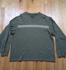Vintage Eddie Bauer Shirt Mens XL Green Striped Long Sleeve Crew Neck