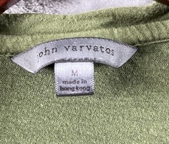 John Varvatos Wooster Shirt Mens Medium Green Linen Slim Fit V Neck Casual READ