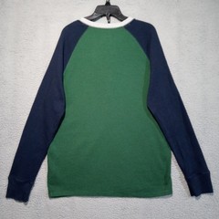 Roebuck Co Shirt Mens Waffle Knit Henley Large Tall Green Color Block Thermal