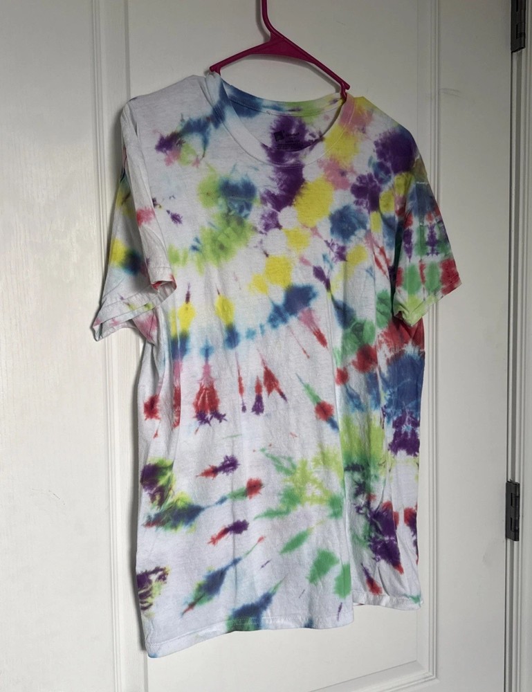 Hanes -Red Yellow Blue Tie Dye -Hippie T-Shirt -Hand Dyed Size S – Never Worn