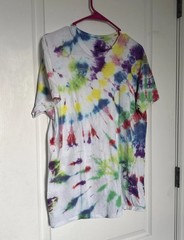 Hanes -Red Yellow Blue Tie Dye -Hippie T-Shirt -Hand Dyed Size S – Never Worn