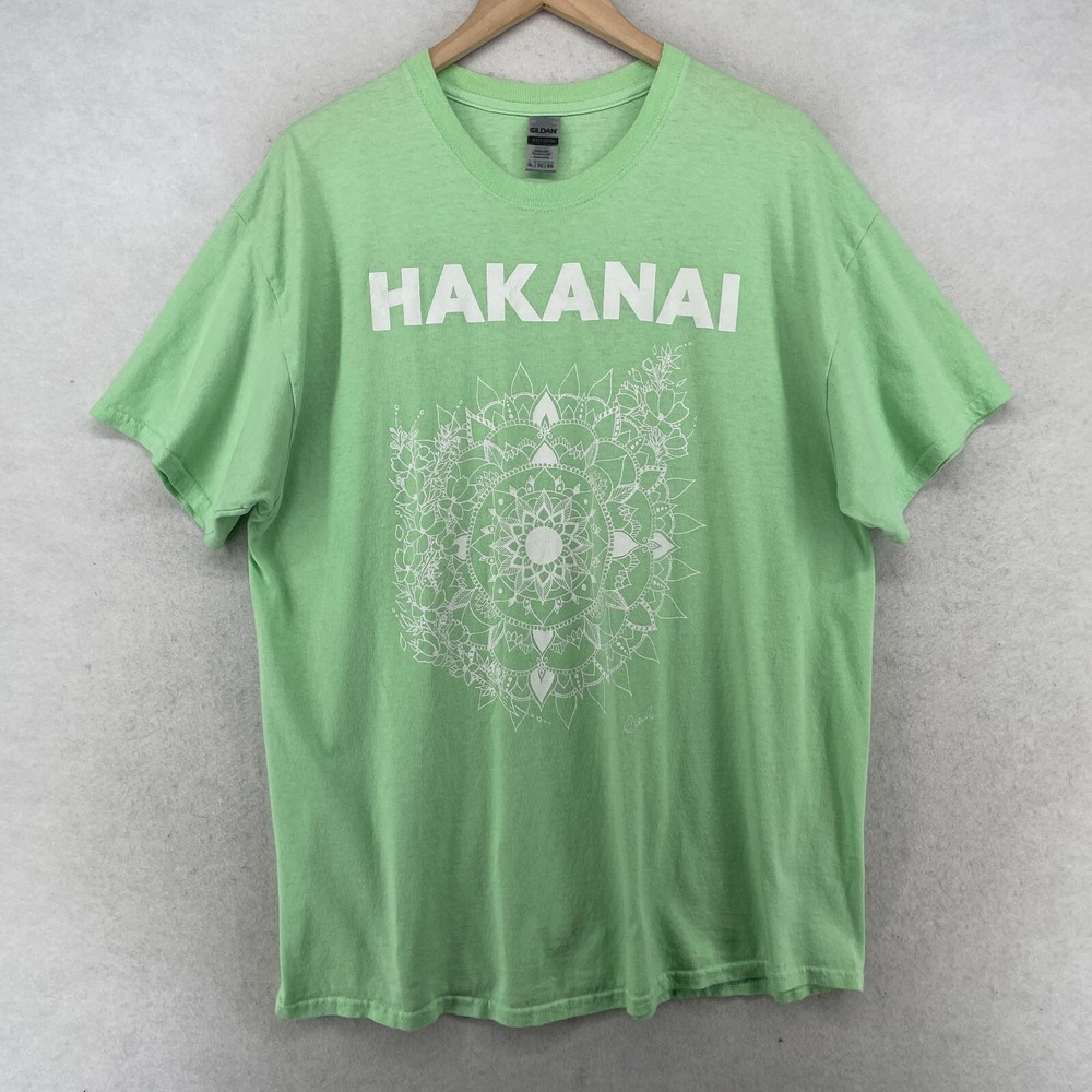 HAKANAI BAND Shirt Mens XL Liminal Bloom Ellen-Marie Hand Designed Cotton Green