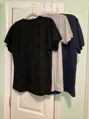 Lot Of 3 Logo Nike Hanes Adidas Mens T Shirt Short Sleeves Black Blue Gray Sz M