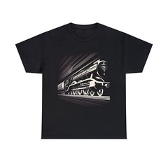 Unisex Adult T Shirt Vintage Steam Locomotive Illustration Art Deco Graphic Tee