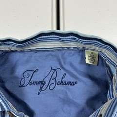 Tommy Bahama Blue Striped Button Up Shirt Men’s Size Medium Beach Vacation