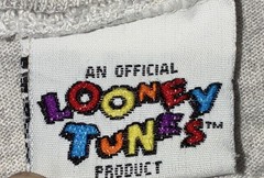 VINTAGE. Looney Tunes Taz Ringer V-Neck Graphic Tee Gray/Green Cotton M KIDS