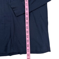 Lands End Mens Crew Neck Large Navy Blue Ribbed Long Sleeve 100% Cotton T-Shirt