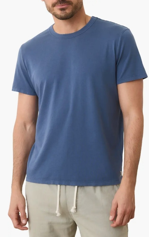 Marine Layer Absurdly Soft Signature Crew Neck Tee Heathered Blue Mens M/L