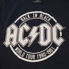 AC/DC Shirt Mens Small Black Back In Black World Tour 1980-1981 Graphic Tee