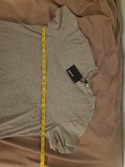 Buck Mason Mens Medium Heather Gray Pima Curved Hem T Shirt