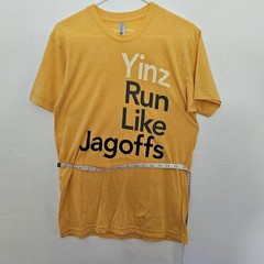 Pittsburgh Tshirt Fresh Factory Gold Size Medium Yinz Run Like Jagoffs