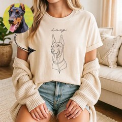 Custom Pet Outline Comfort Tee Personalized Dog Cat Animal Portrait Shirt Gift