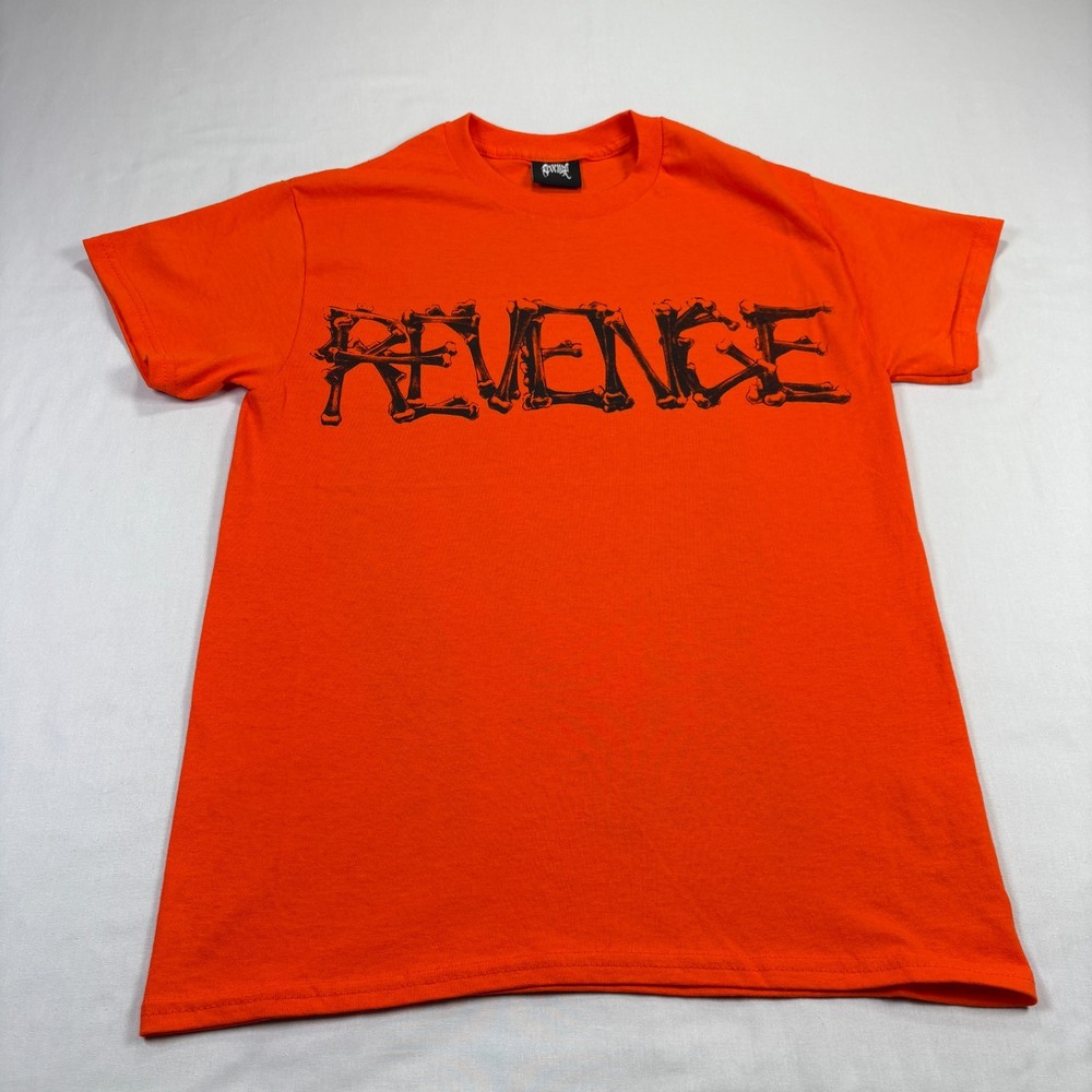 Revenge Shirt Mens Small Orange Lil Durk Graphic Crew Neck Streetwear