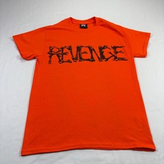 Revenge Shirt Mens Small Orange Lil Durk Graphic Crew Neck Streetwear