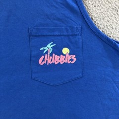Chubbies Shirt Mens 2XL Blue Tank Top Pocket Weekend Has Arrived 80s Retro Style