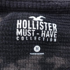 Hollister Shirt Medium Black Gray Dye Waffle Knit Thermal Must Have Collection
