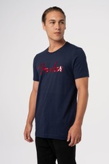 Fender Foil Spaghetti Logo T-Shirt, Blue, Size Small, Model #9123013096