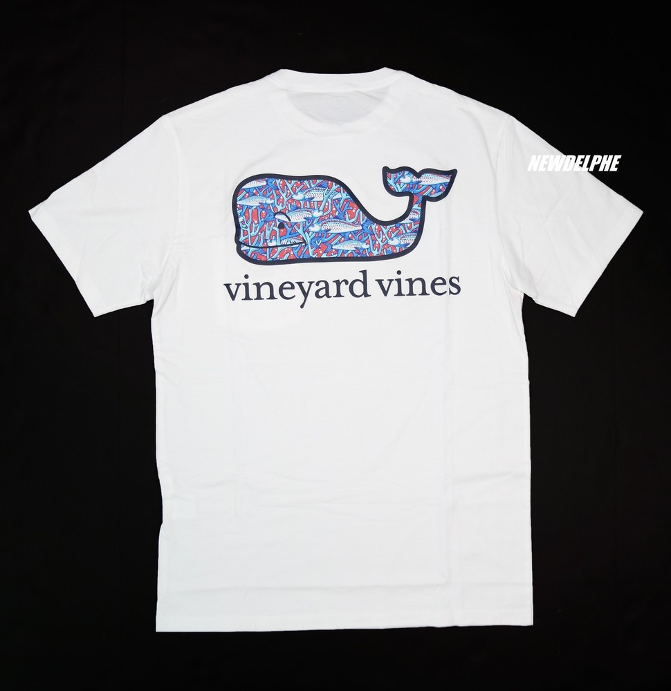 NWT Vineyard Vines Men’s Short Sleeve Pocket Crew Tee “BONEFISH IN CORAL WHALE”