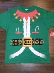 Holiday Time Christmas Graphic T-Shirt Green ELF Crew Neck Sz XL New NWOT