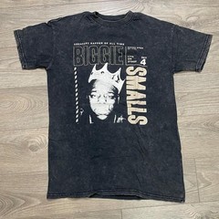 The Notorious B.I.G T-Shirt Graphic Tee Brooklyn Mint Acid Wash Grey Size M