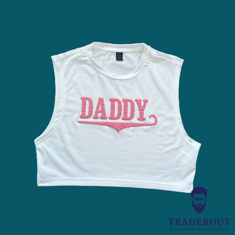 H.E.Arts Puff DADDY logo custom print men white crop sleeveless tank top S M L