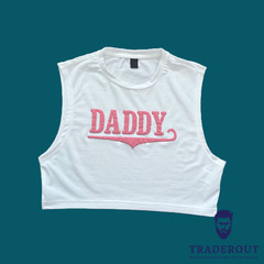 H.E.Arts Puff DADDY logo custom print men white crop sleeveless tank top S M L