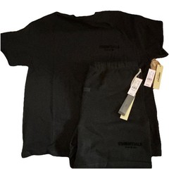 Essentials Fear of God Men’s Black Fleece Cotton Sweat Shorts AND Shirt (SET) L