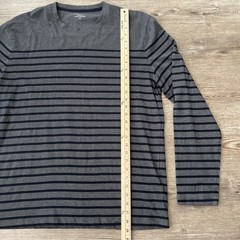 NWT Monoprix Homme Organic Cotton Striped Long Sleeve Tee Mens XXL Gray French