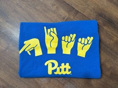 RARE – Pitt Panthers ASL Sign Language T-Shirt – XL Uni-Sex, Royal Blue
