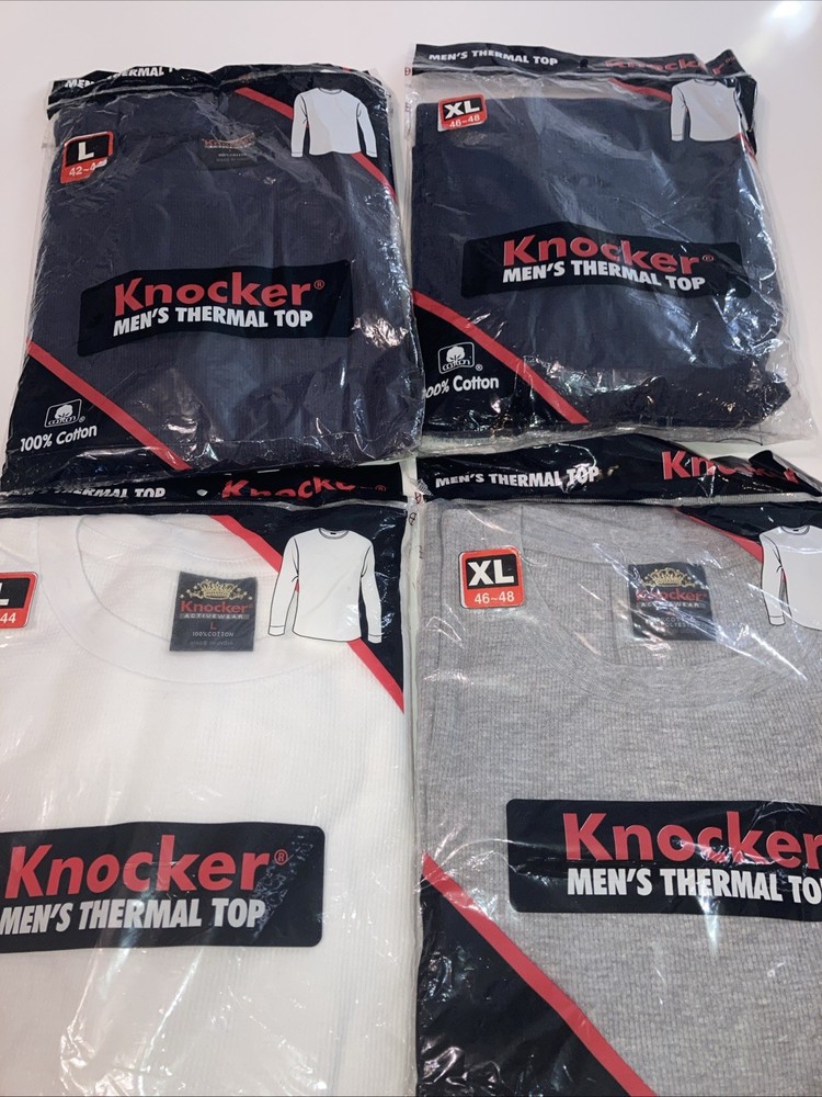 Knocker Thermal Shirts MenCrew Top, Mid Weight , undershirt💯%Cotton,M-2X