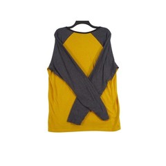 Old Navy Mens XL Soft-Washed Raglan Baseball Tee Mustard Yellow Charcoal Grey