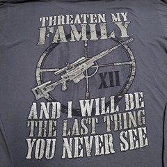 Protect Family 2nd Amendment Tactical Lrg Shirt AR Scope Bullet Hole Sniper Guns