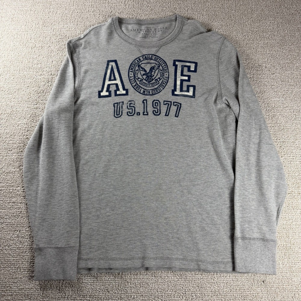 American Eagle Outfitters Long Sleeve Thermal Knit Shirt Gray Men’s Size XXL