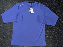 RLX Ralph Lauren Golf Performance T-Shirt Mens SMALL Blue Long Sleeve