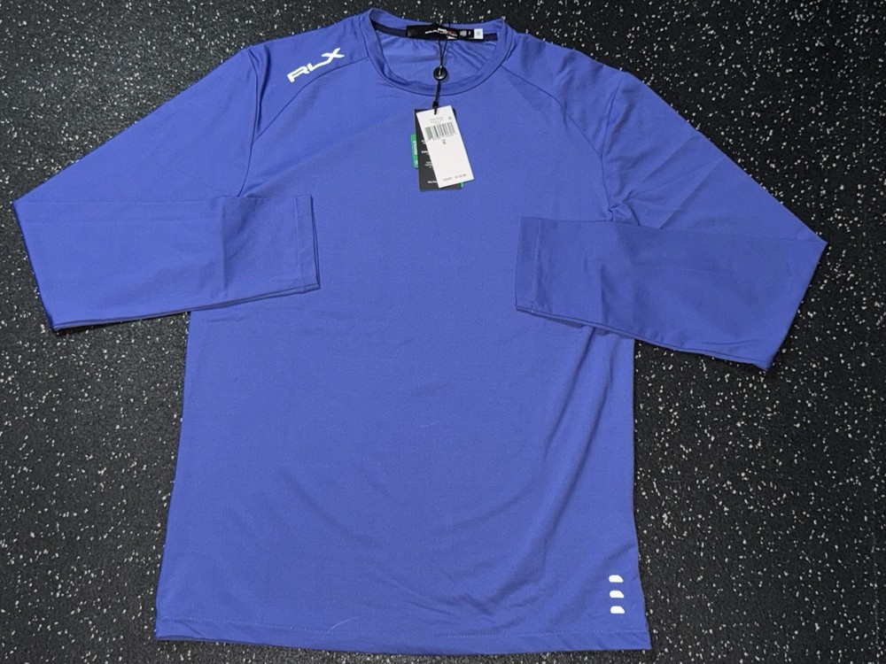 RLX Ralph Lauren Golf Performance T-Shirt Mens SMALL Blue Long Sleeve