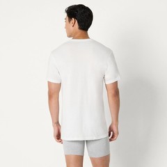 6 Pack Mens Short Sleeves 100% Cotton V-Neck Undershirt,Large Grey Heather/White