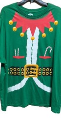 Holiday Time Mens Christmas T-Shirt 3XL Green Jingle Bell Short Sleeve Crew Neck