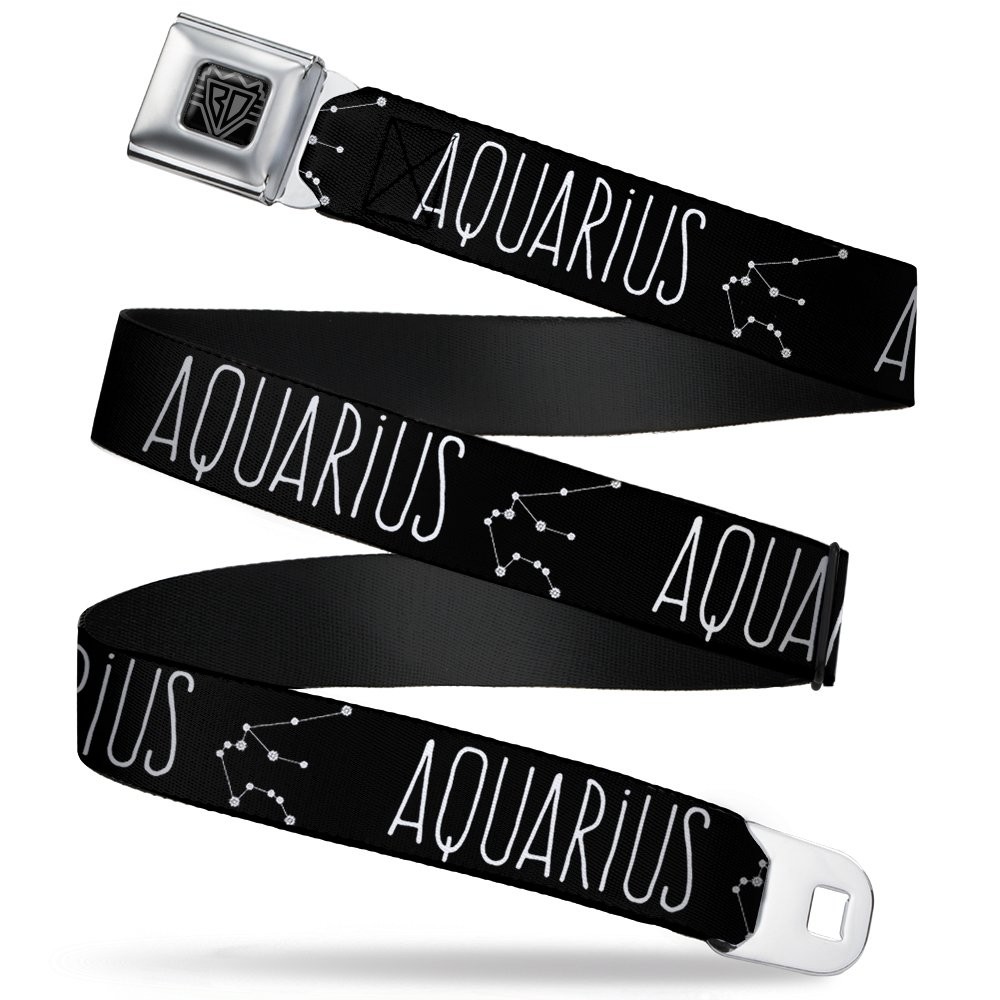 Seatbelt Belt – Zodiac AQUARIUS/Constellation Black/White – 1.0″ Wide – 20-36…