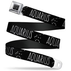 Seatbelt Belt – Zodiac AQUARIUS/Constellation Black/White – 1.0″ Wide – 20-36…