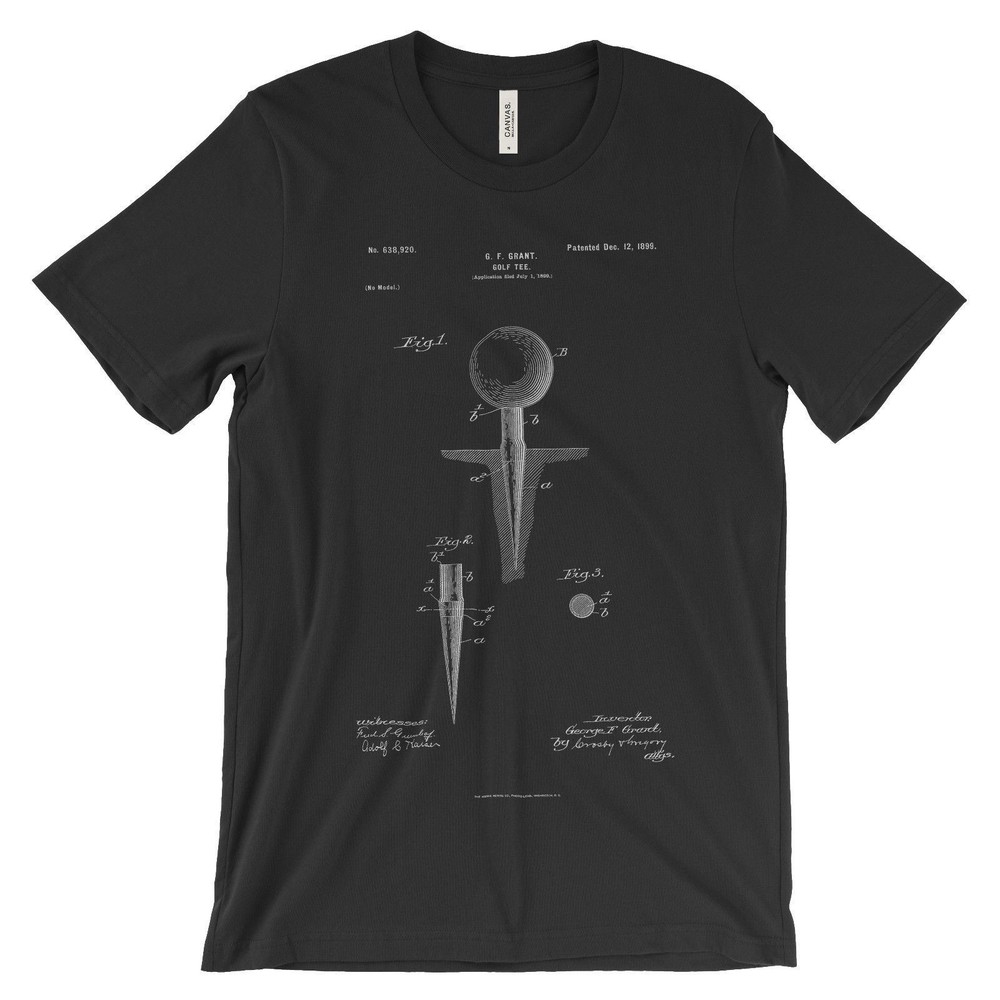 Hockey Stick Patent T-Shirt.100% Cotton Comfy Tee on Black White or Gray. NEW