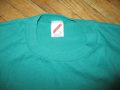 vtg 1980s SINGLE STITCH JERZEES T SHIRT Blank Plain 50/50 Turquoise USA – LARGE