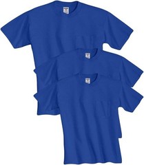 Jerzees Men’s Dri-Power Short Sleeve T-Shirt Pocket ,Pocket-3 Pack-Blue,Medium