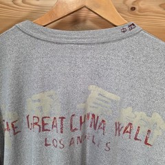 The Great China Wall Army T Shirt Men L/XL Boxy Dragon Custom Embroidered READ